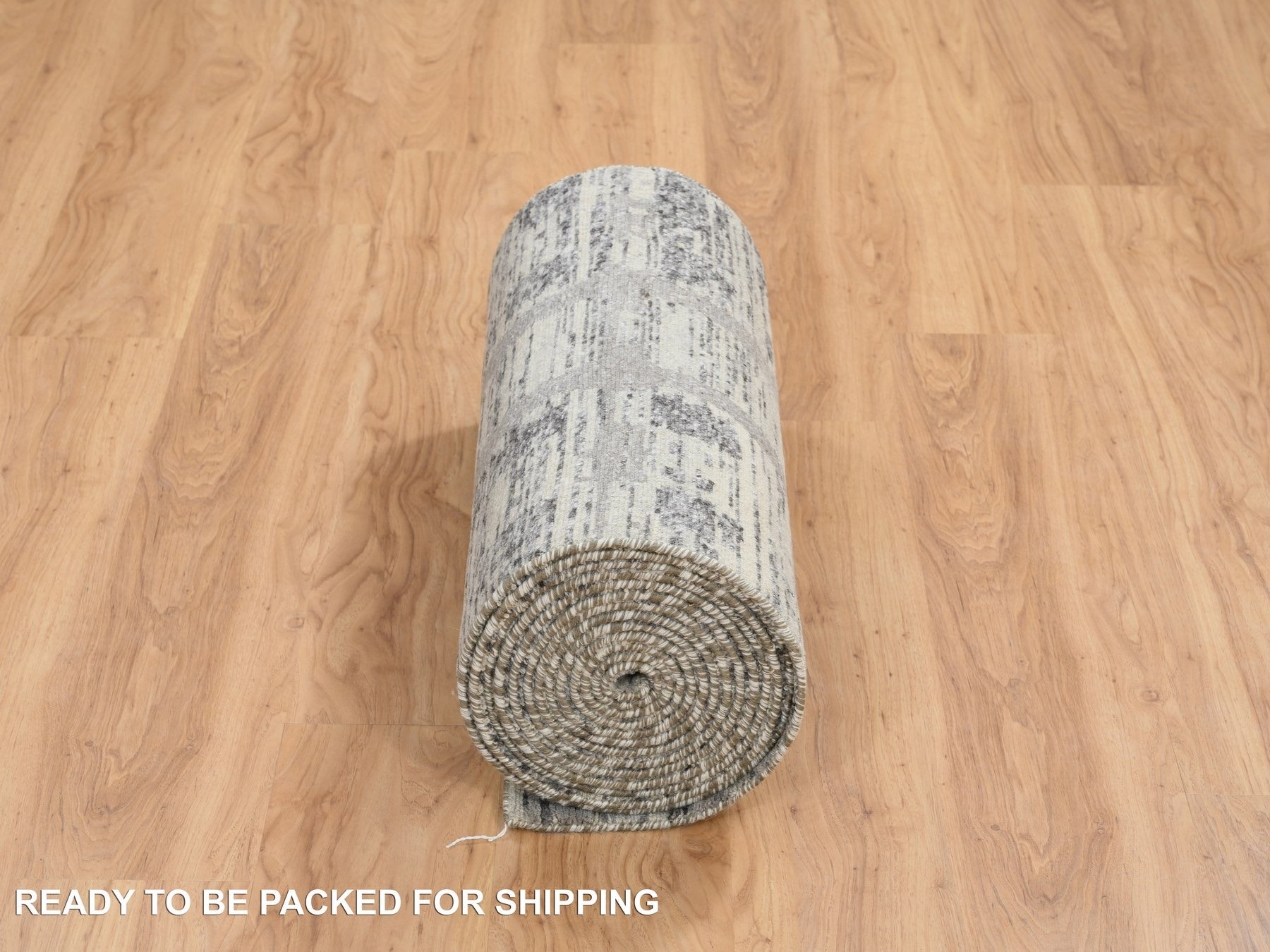 Modern / Contemporary hand-knotted wool runner in Gray, 2'6" x 22' — SKU O064695 (view 6)