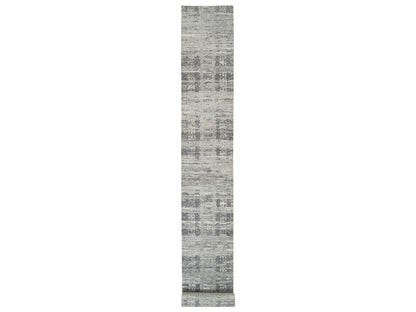 Modern / Contemporary hand-knotted wool runner in Gray, 2'7" x 23'8" — SKU O064696