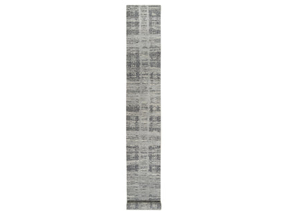Modern / Contemporary hand-knotted wool runner in Gray, 2'6" x 20' — SKU O064697