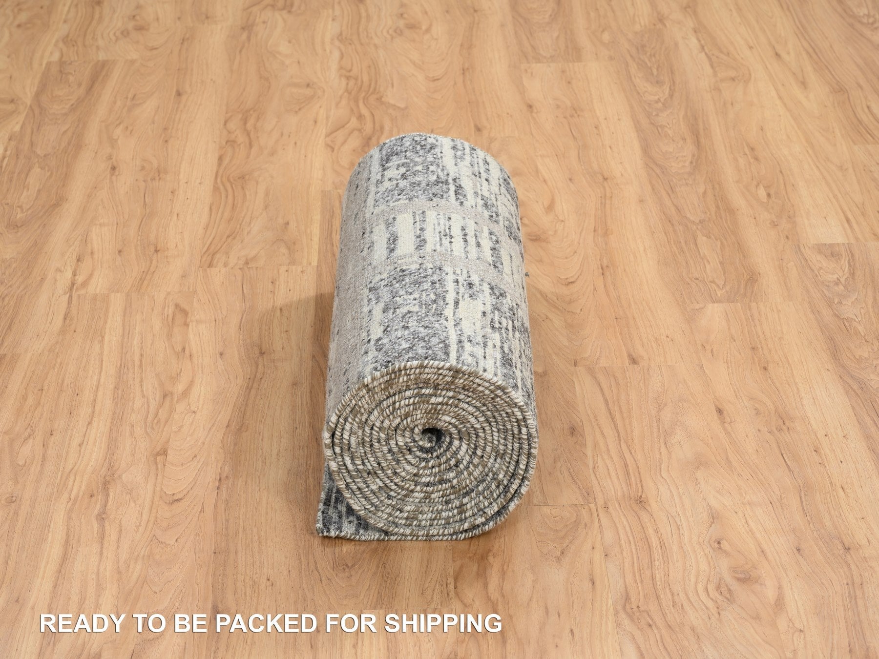 Modern / Contemporary hand-knotted wool runner in Gray, 2'6" x 20' — SKU O064697 (view 6)