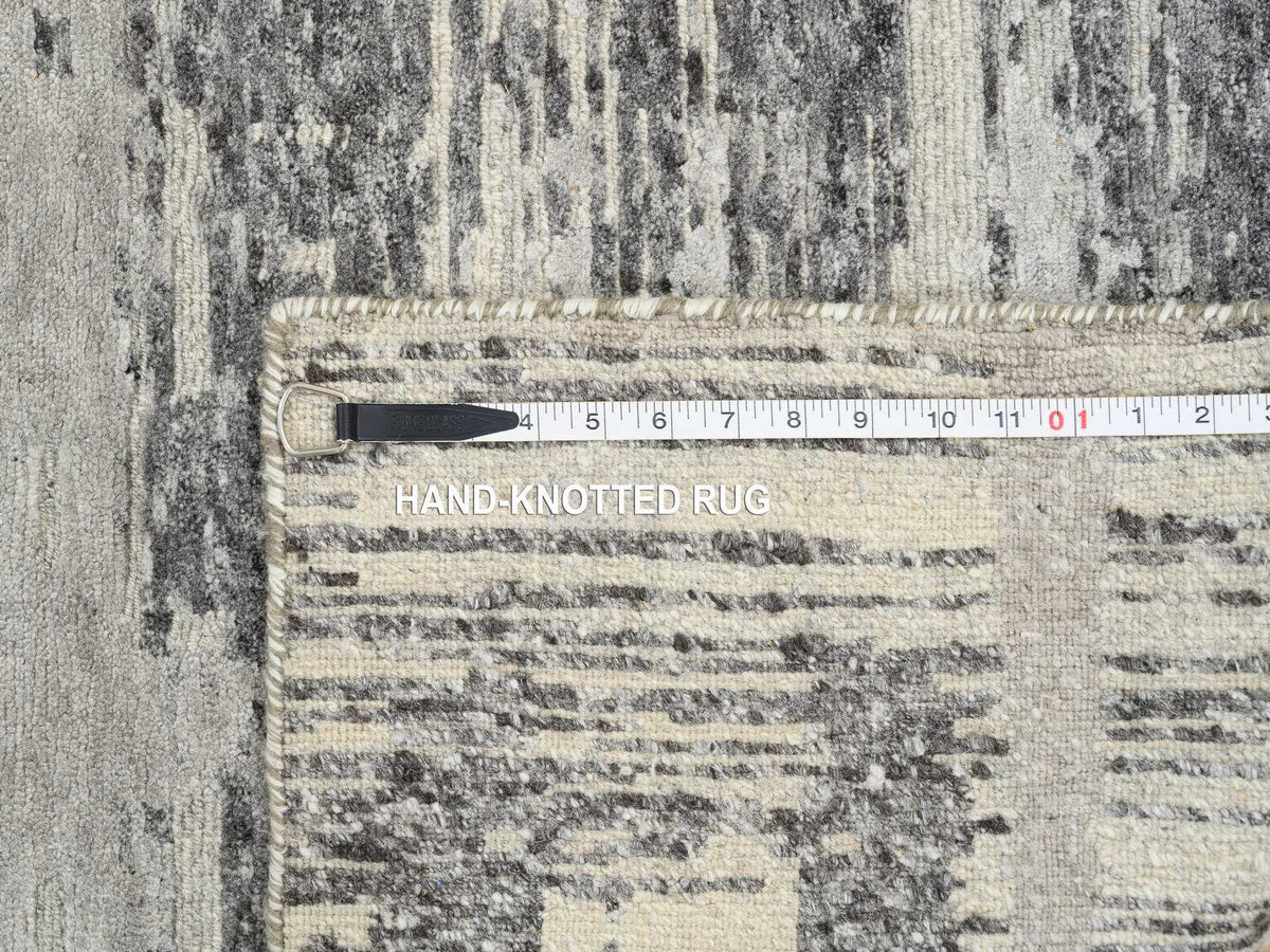 Modern / Contemporary hand-knotted wool runner in Gray, 2'6" x 20' — SKU O064697 (view 8)