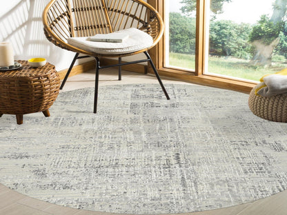 Modern / Contemporary hand-knotted wool rug in Gray, 7'10" x 7'10" — SKU O064700 (view 2)