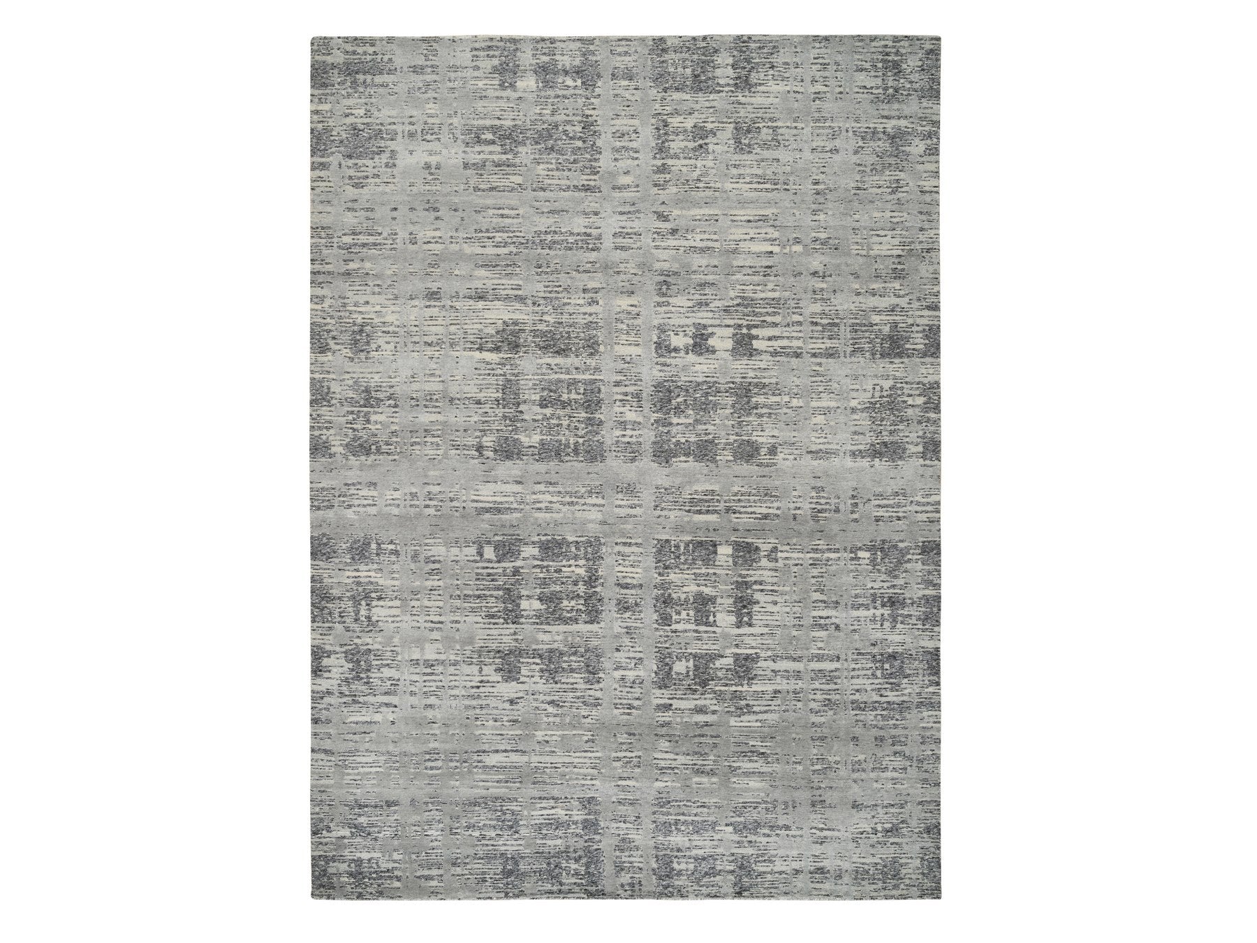 Modern / Contemporary hand-knotted wool rug in Gray, 9'2" x 11'10" — SKU O064704