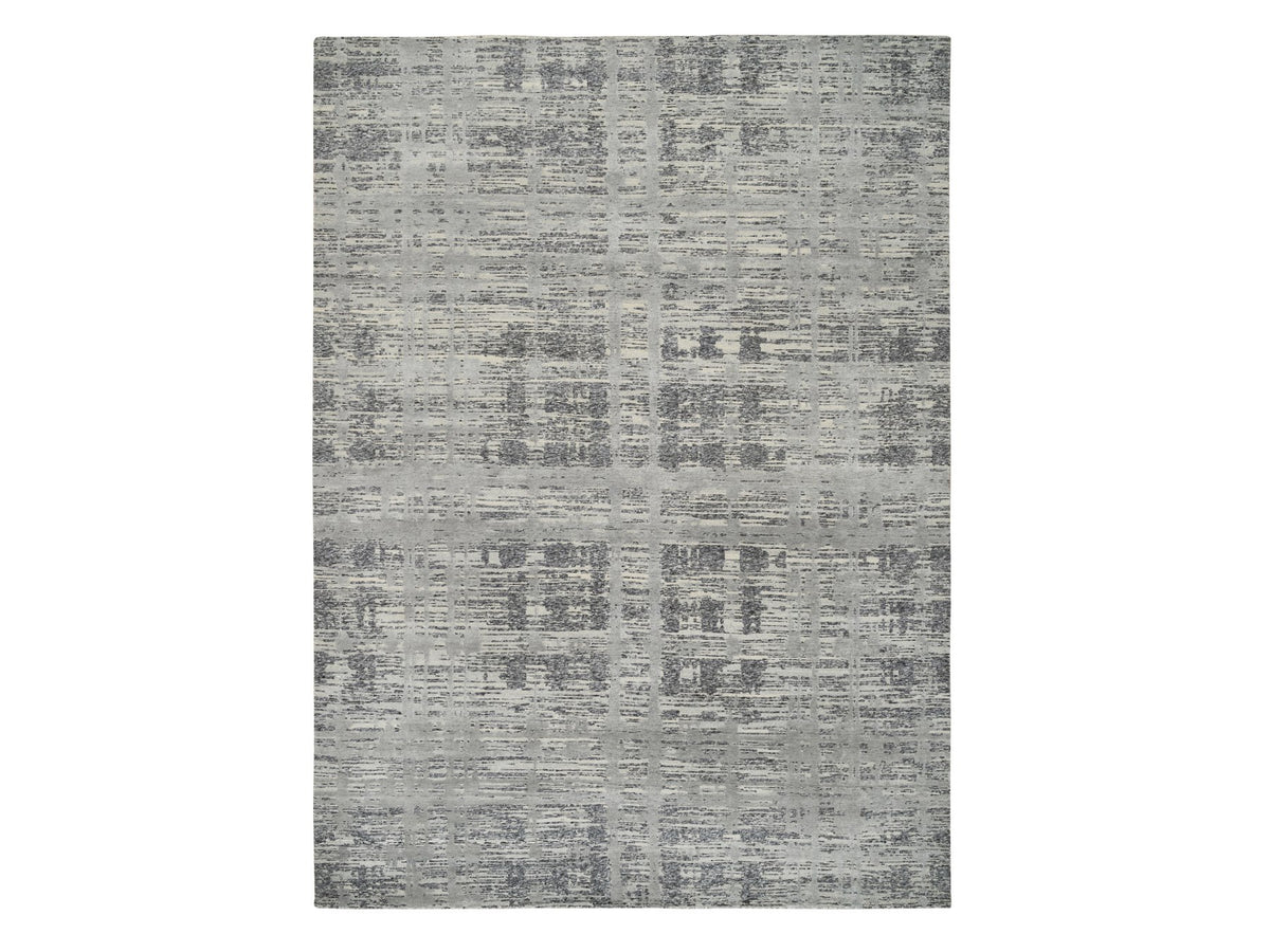 Modern / Contemporary hand-knotted wool rug in Gray, 9'2" x 11'10" — SKU O064704