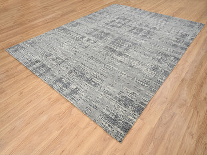 Modern / Contemporary hand-knotted wool rug in Gray, 9'2" x 11'10" — SKU O064704 (view 3)