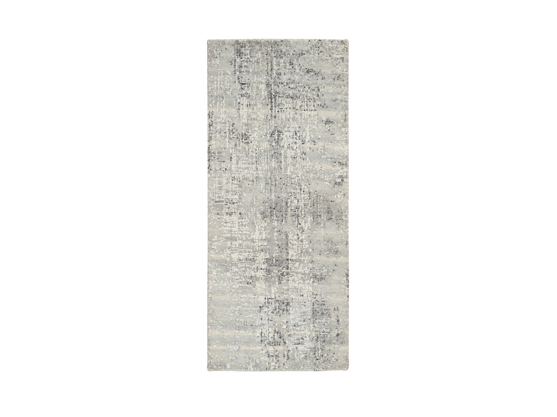Gray 2'7" x 6'0" Modern / Contemporary Hand knotted Wool Rug - Sku: O064705