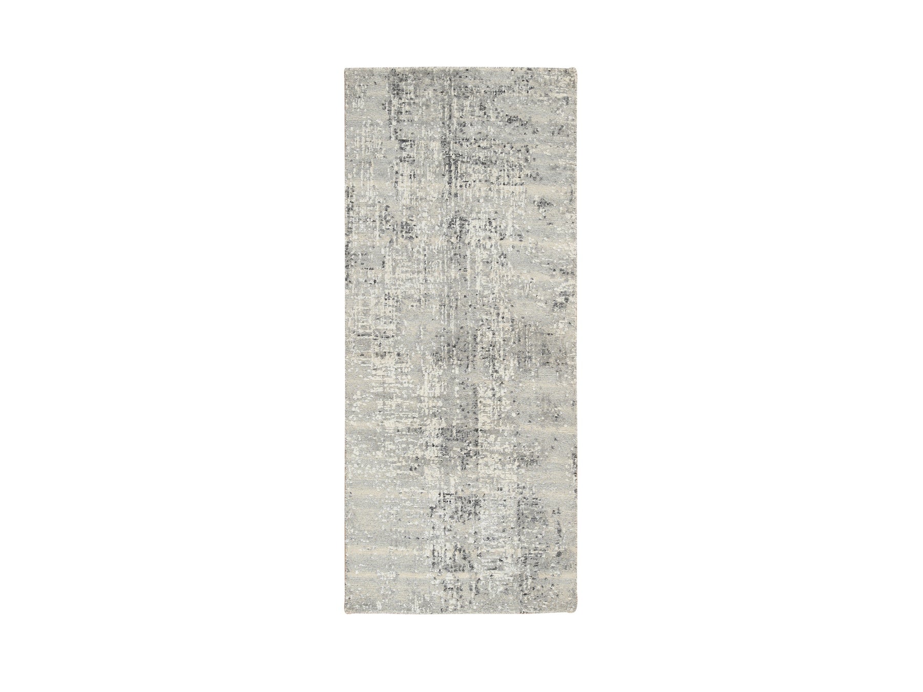 Gray 2'6" x 6'0" Modern / Contemporary Hand knotted Wool Rug - Sku: O064707