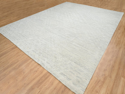 Grey 14'1" x 18'0" Modern / Contemporary Hand knotted Wool Rug - Sku: O064709