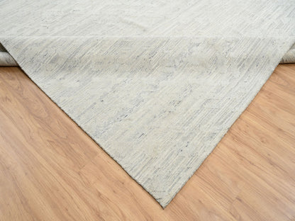 Grey 14'1" x 18'0" Modern / Contemporary Hand knotted Wool Rug - Sku: O064709