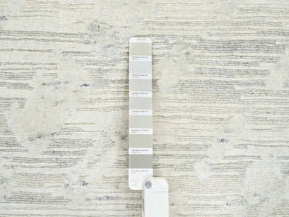Grey 14'1" x 18'0" Modern / Contemporary Hand knotted Wool Rug - Sku: O064709