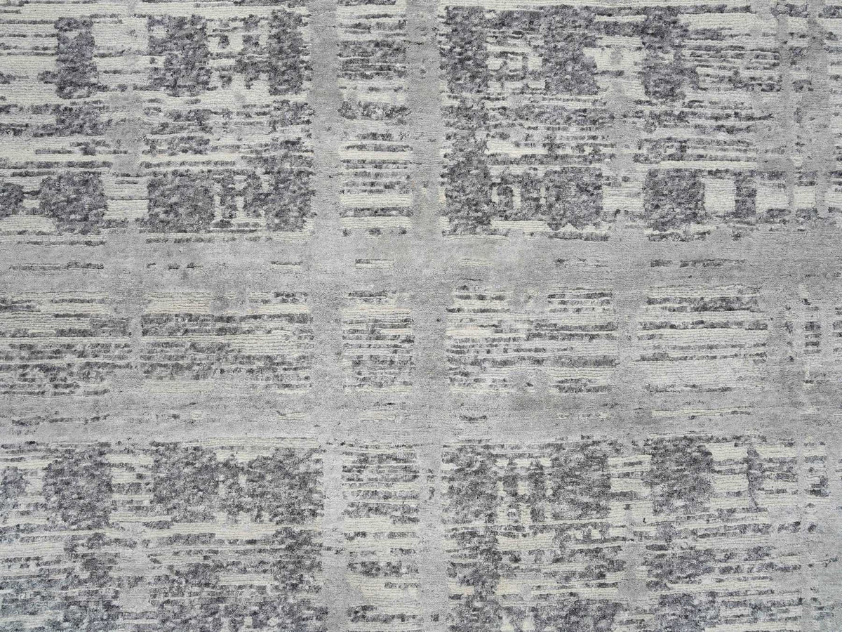 Modern / Contemporary hand-knotted wool rug in Gray, 13'7" x 14' — SKU O064710 (view 8)