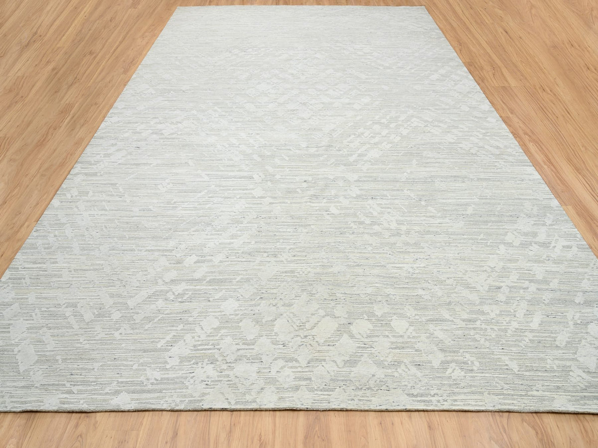 Modern / Contemporary hand-knotted wool rug in Gray, 14' x 19'9" — SKU O064712 (view 2)