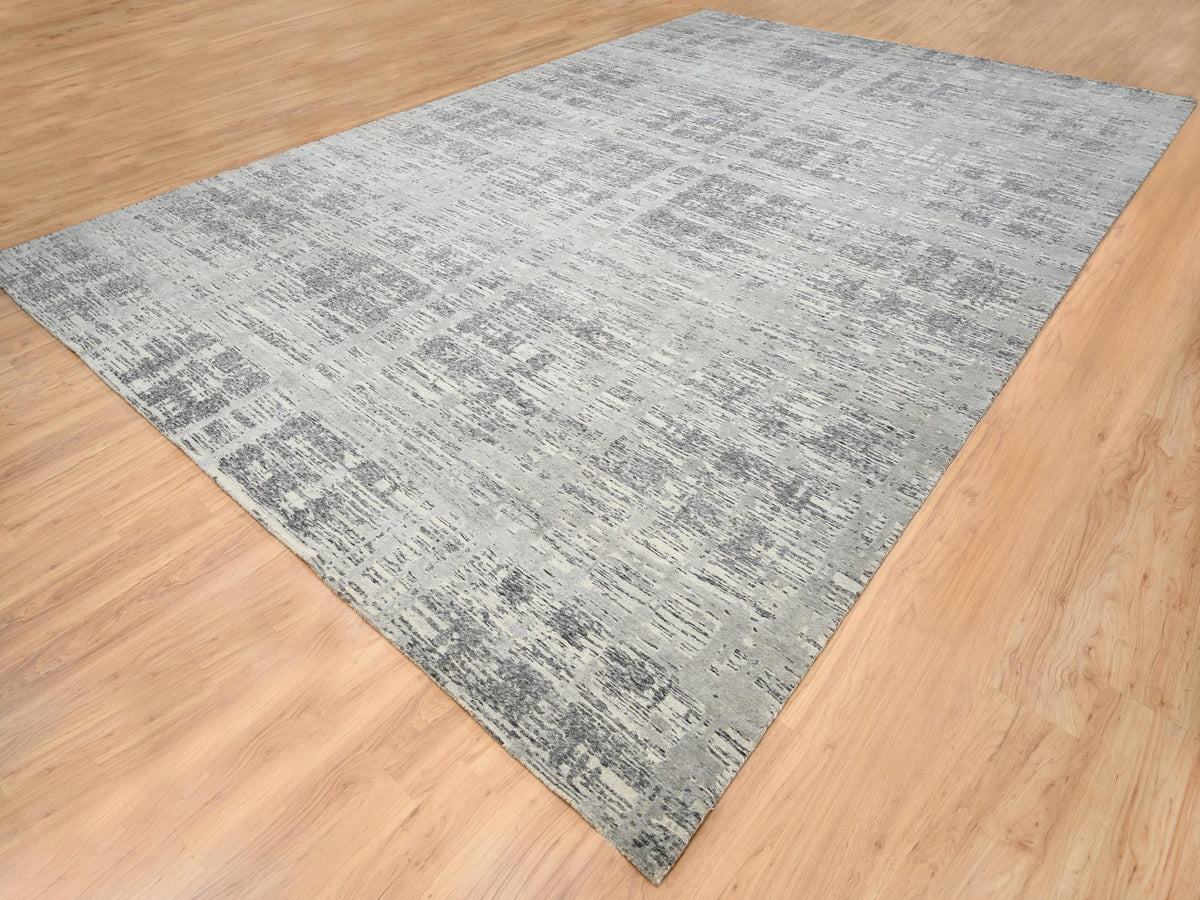 Modern / Contemporary hand-knotted wool rug in Gray, 12' x 18'3" — SKU O064714 (view 3)
