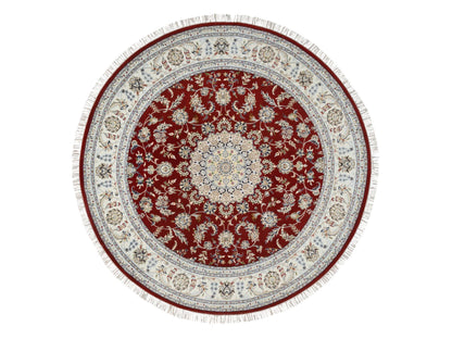 Nain Fine Oriental hand-knotted wool rug in Red & Ivory, 8' x 8' — SKU O064719