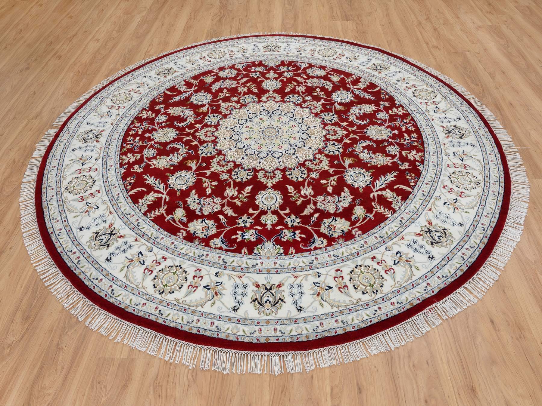Nain Fine Oriental hand-knotted wool rug in Red & Ivory, 8' x 8' — SKU O064719 (view 2)