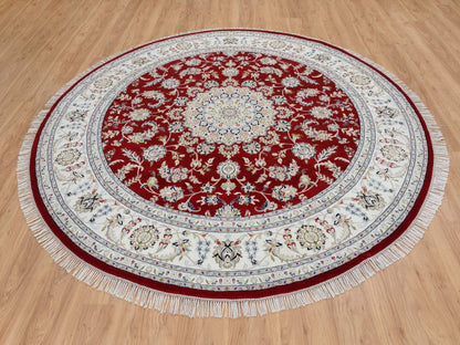 Nain Fine Oriental hand-knotted wool rug in Red & Ivory, 8' x 8' — SKU O064719 (view 2)