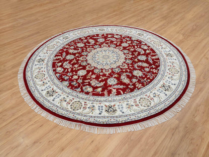 Nain Fine Oriental hand-knotted wool rug in Red & Ivory, 8' x 8' — SKU O064719 (view 3)