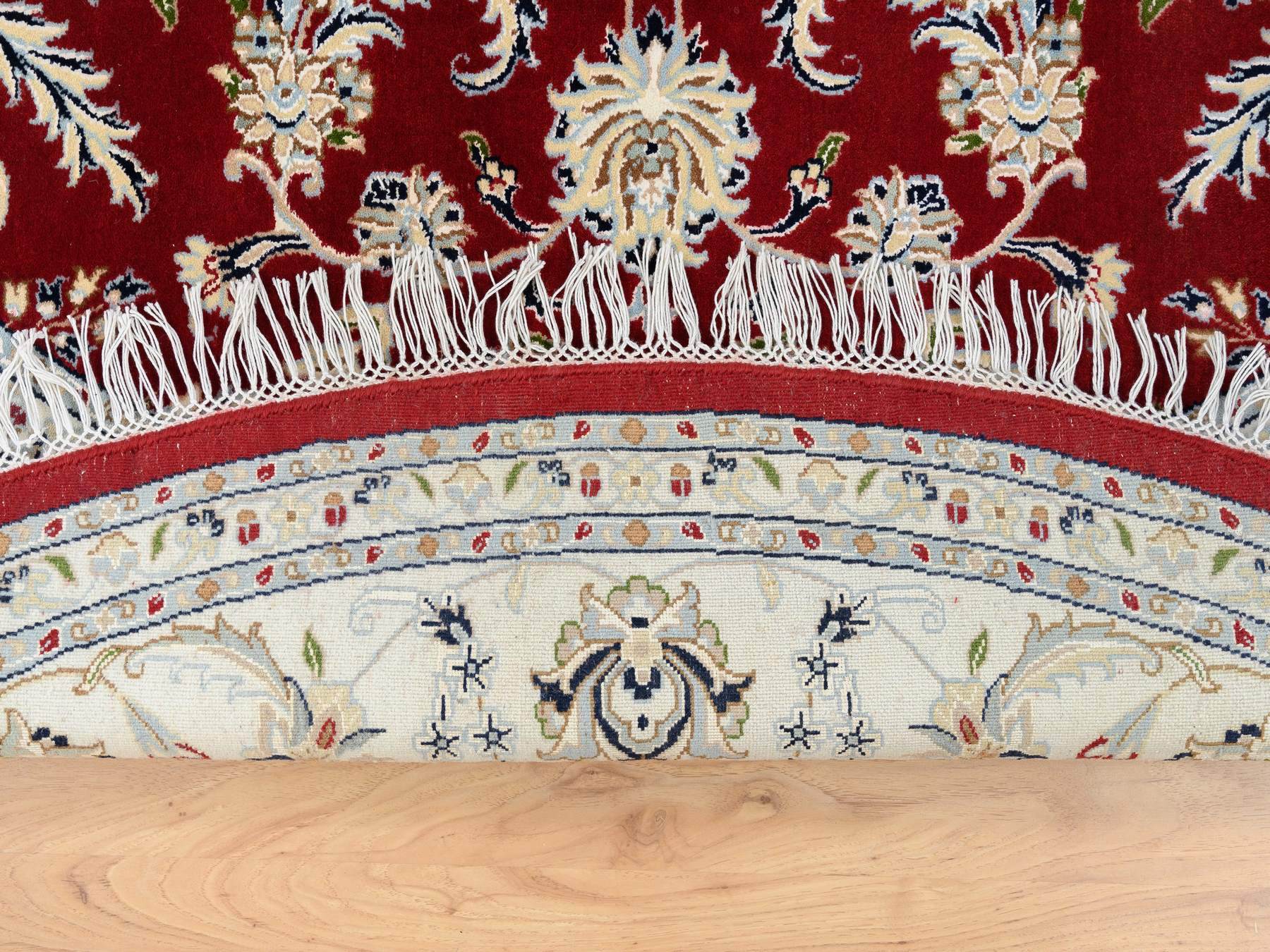 Nain Fine Oriental hand-knotted wool rug in Red & Ivory, 8' x 8' — SKU O064719 (view 4)