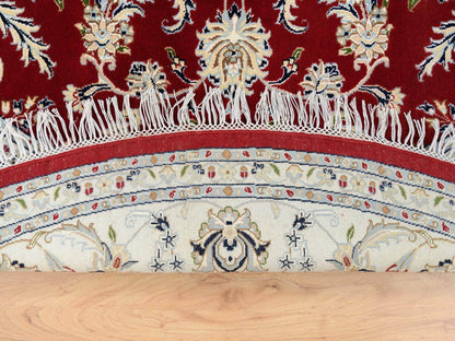 Nain Fine Oriental hand-knotted wool rug in Red & Ivory, 8' x 8' — SKU O064719 (view 4)