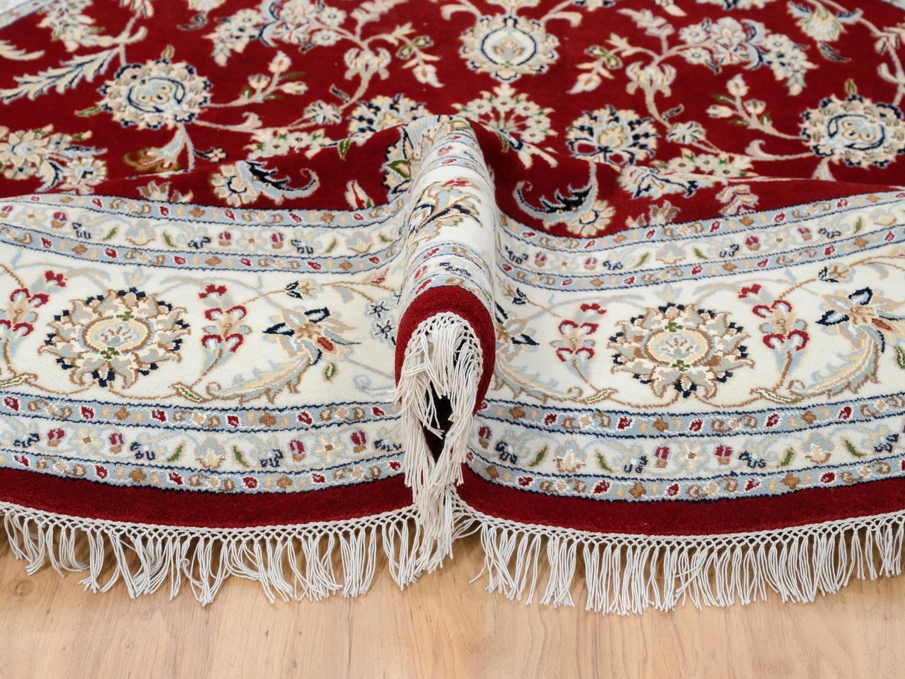 Nain Fine Oriental hand-knotted wool rug in Red & Ivory, 8' x 8' — SKU O064719 (view 5)