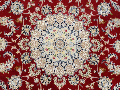 Nain Fine Oriental hand-knotted wool rug in Red & Ivory, 8' x 8' — SKU O064719 (view 8)