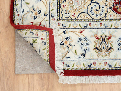 Nain Fine Oriental hand-knotted wool rug in Red & Ivory, 5'9" x 6' — SKU O064724 (view 3)
