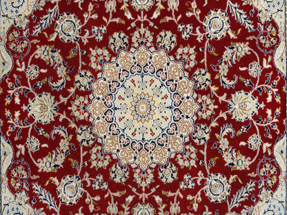 Nain Fine Oriental hand-knotted wool rug in Red & Ivory, 5'9" x 6' — SKU O064724 (view 5)