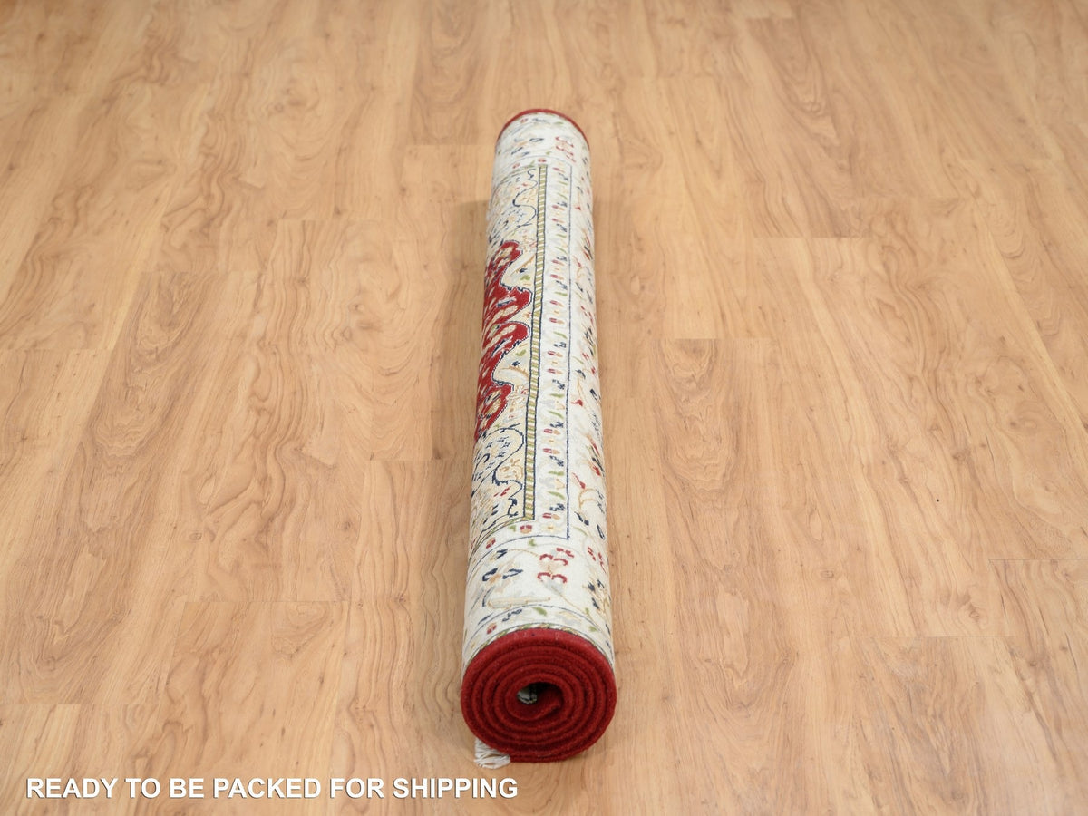 Nain Fine Oriental hand-knotted wool rug in Red & Ivory, 5'9" x 6' — SKU O064724 (view 6)