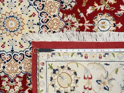 Nain Fine Oriental hand-knotted wool rug in Red & Ivory, 5'9" x 6' — SKU O064724 (view 8)