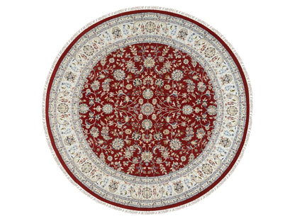 Nain Fine Oriental hand-knotted wool rug in Red & Ivory, 9'1" x 9'1" — SKU O064728