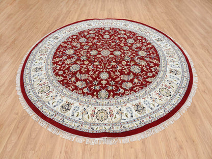 Nain Fine Oriental hand-knotted wool rug in Red & Ivory, 9'1" x 9'1" — SKU O064728 (view 3)