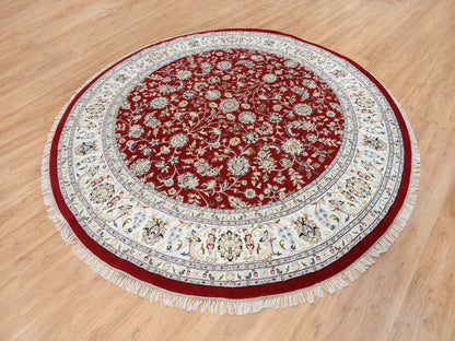 Nain Fine Oriental hand-knotted wool rug in Red & Ivory, 9'1" x 9'1" — SKU O064728 (view 4)