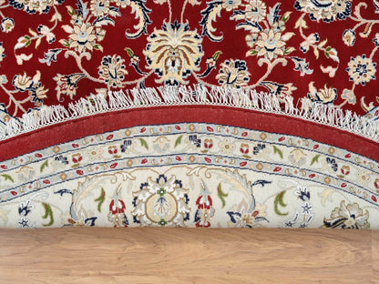 Nain Fine Oriental hand-knotted wool rug in Red & Ivory, 9'1" x 9'1" — SKU O064728 (view 5)