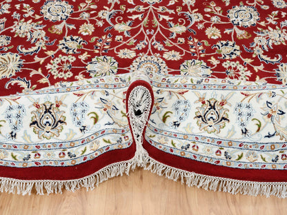 Nain Fine Oriental hand-knotted wool rug in Red & Ivory, 9'1" x 9'1" — SKU O064728 (view 6)