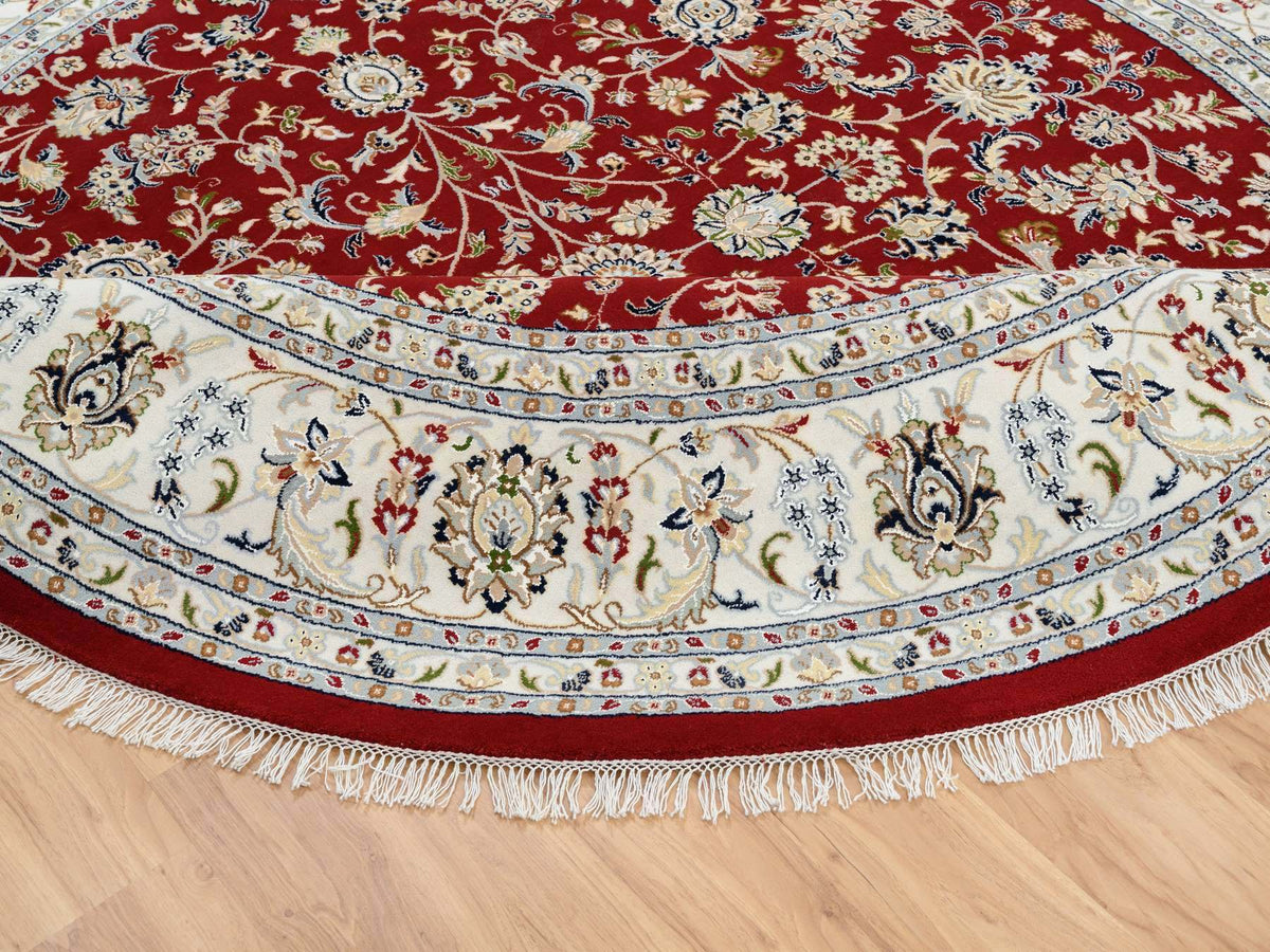 Nain Fine Oriental hand-knotted wool rug in Red & Ivory, 9'1" x 9'1" — SKU O064728 (view 7)