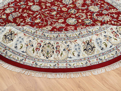 Nain Fine Oriental hand-knotted wool rug in Red & Ivory, 9'1" x 9'1" — SKU O064728 (view 7)