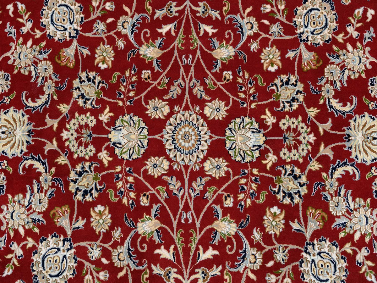 Nain Fine Oriental hand-knotted wool rug in Red & Ivory, 9'1" x 9'1" — SKU O064728 (view 9)