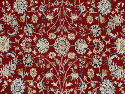 Nain Fine Oriental hand-knotted wool rug in Red & Ivory, 9'1" x 9'1" — SKU O064728 (view 9)