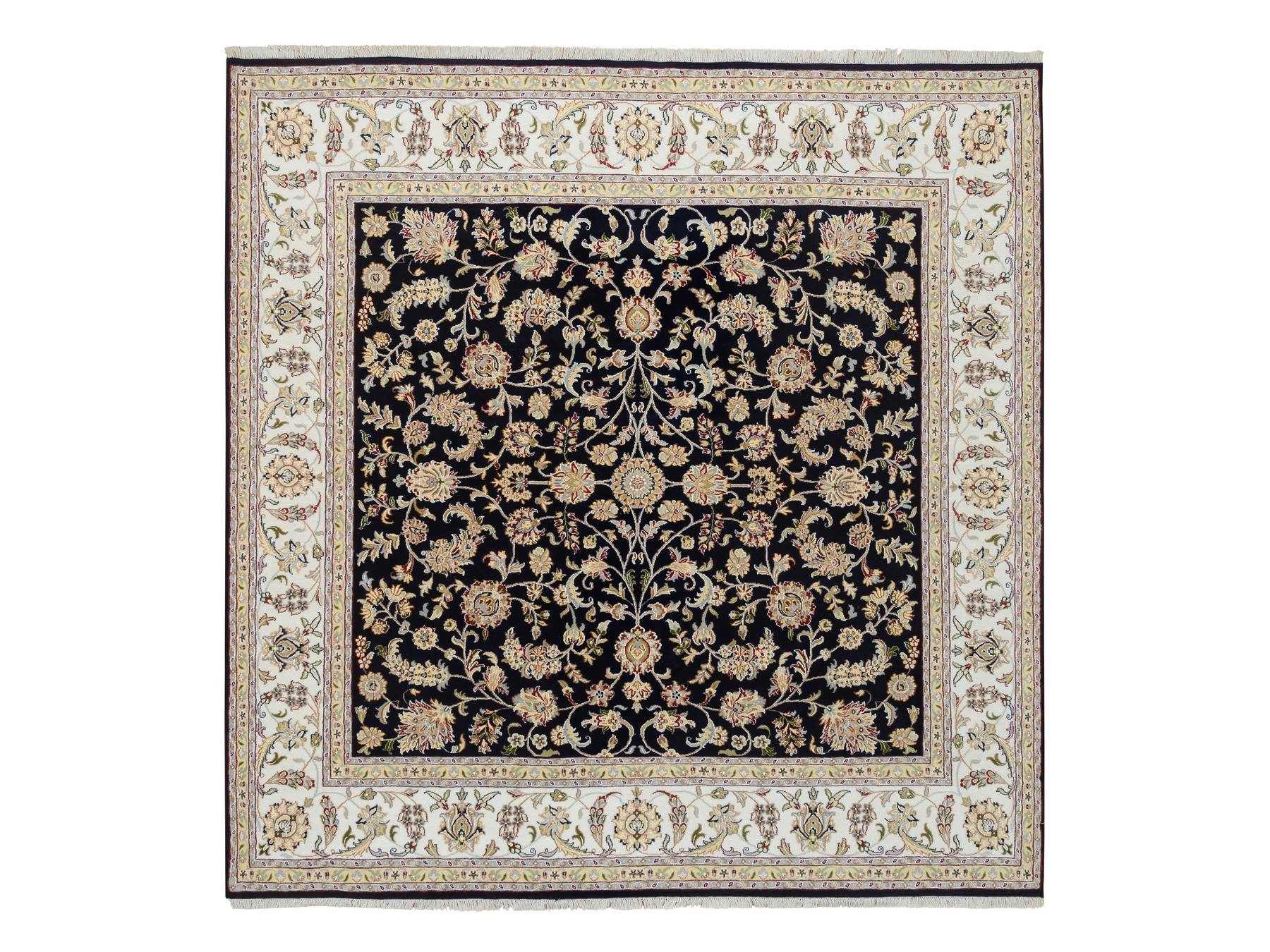 Nain Fine Oriental hand-knotted wool rug in Blue & Ivory, 8' x 8'2" — SKU O064731