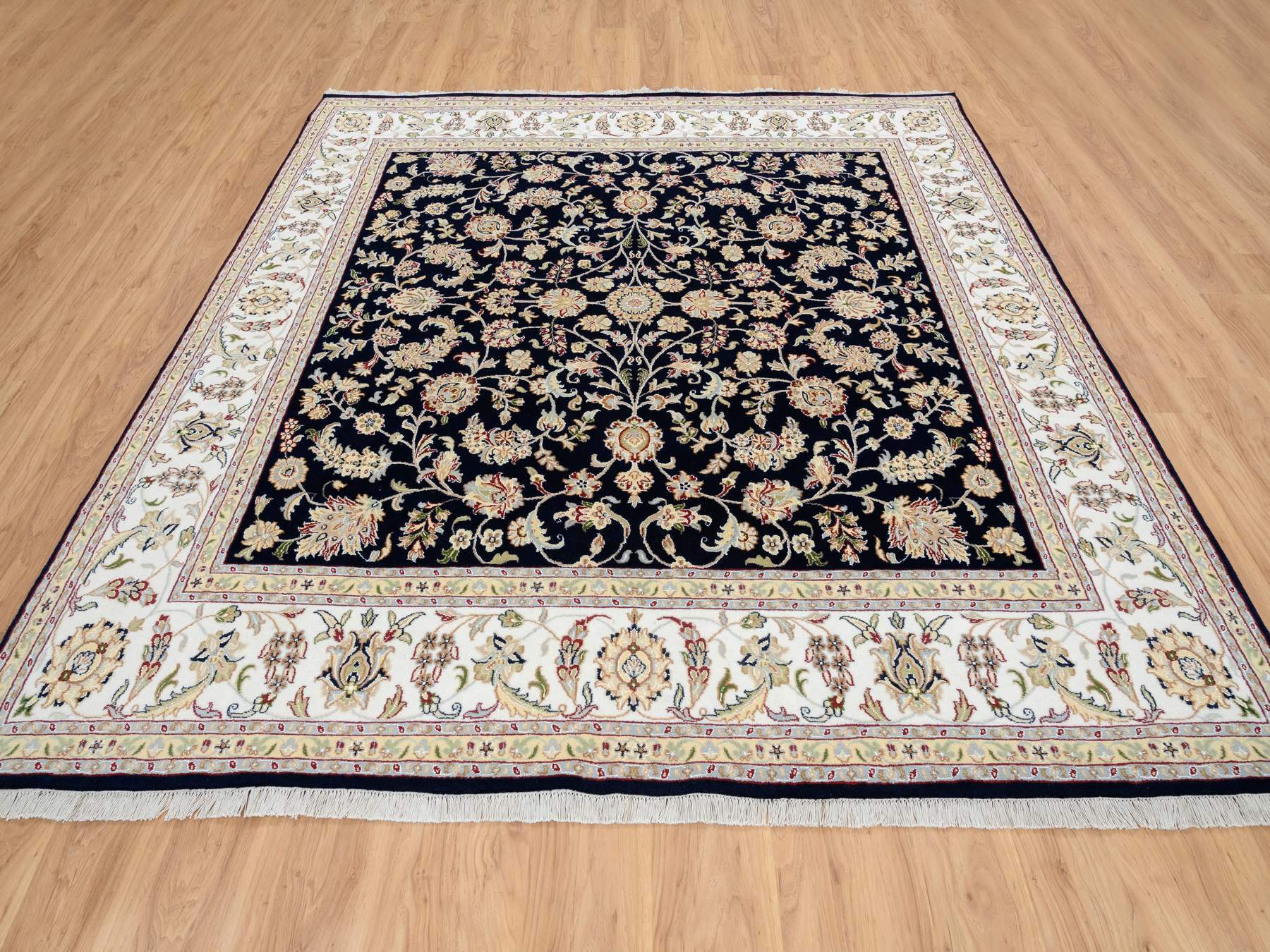 Nain Fine Oriental hand-knotted wool rug in Blue & Ivory, 8' x 8'2" — SKU O064731 (view 2)