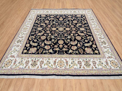 Blue 8'0" x 8'2" Fine Oriental Hand knotted Wool Rug - Sku: O064731