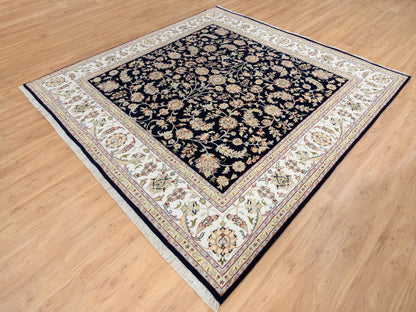 Blue 8'0" x 8'2" Fine Oriental Hand knotted Wool Rug - Sku: O064731