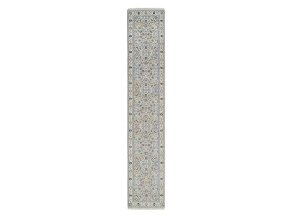 Blue 2'6" x 13'9" Fine Oriental Hand knotted Wool Rug - Sku: O064736
