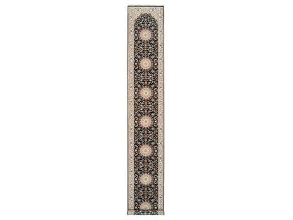 Blue 2'7" x 16'4" Fine Oriental Hand knotted Wool Rug - Sku: O064738