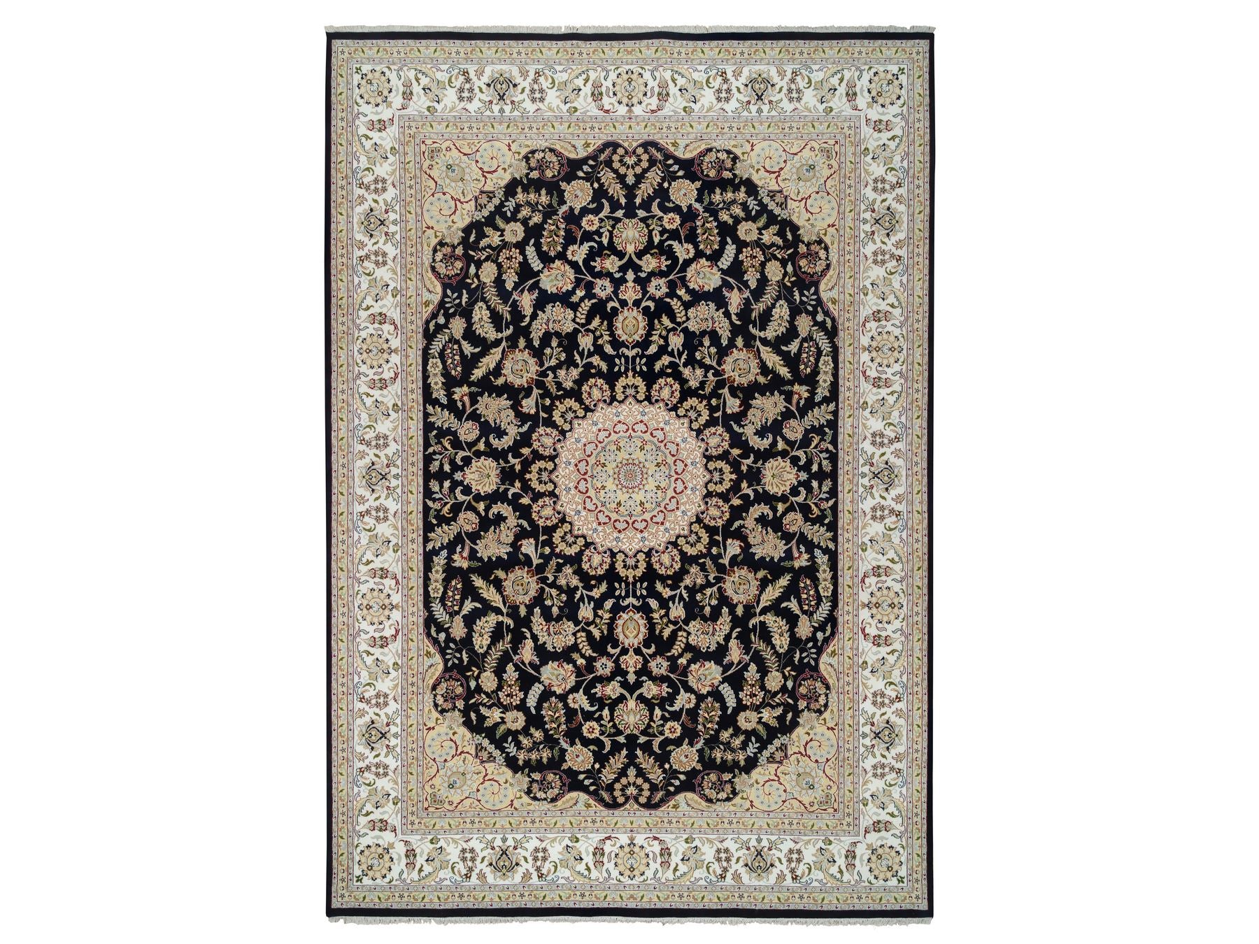 Nain Fine Oriental hand-knotted wool rug in Blue & Ivory, 9'10" x 14'3" — SKU O064744