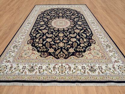 Nain Fine Oriental hand-knotted wool rug in Blue & Ivory, 9'10" x 14'3" — SKU O064744 (view 2)