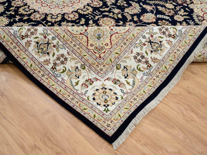 Blue 9'10" x 14'3" Fine Oriental Hand knotted Wool Rug - Sku: O064744