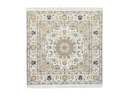 Nain Fine Oriental hand-knotted wool rug in Ivory, 4' x 4' — SKU O064750