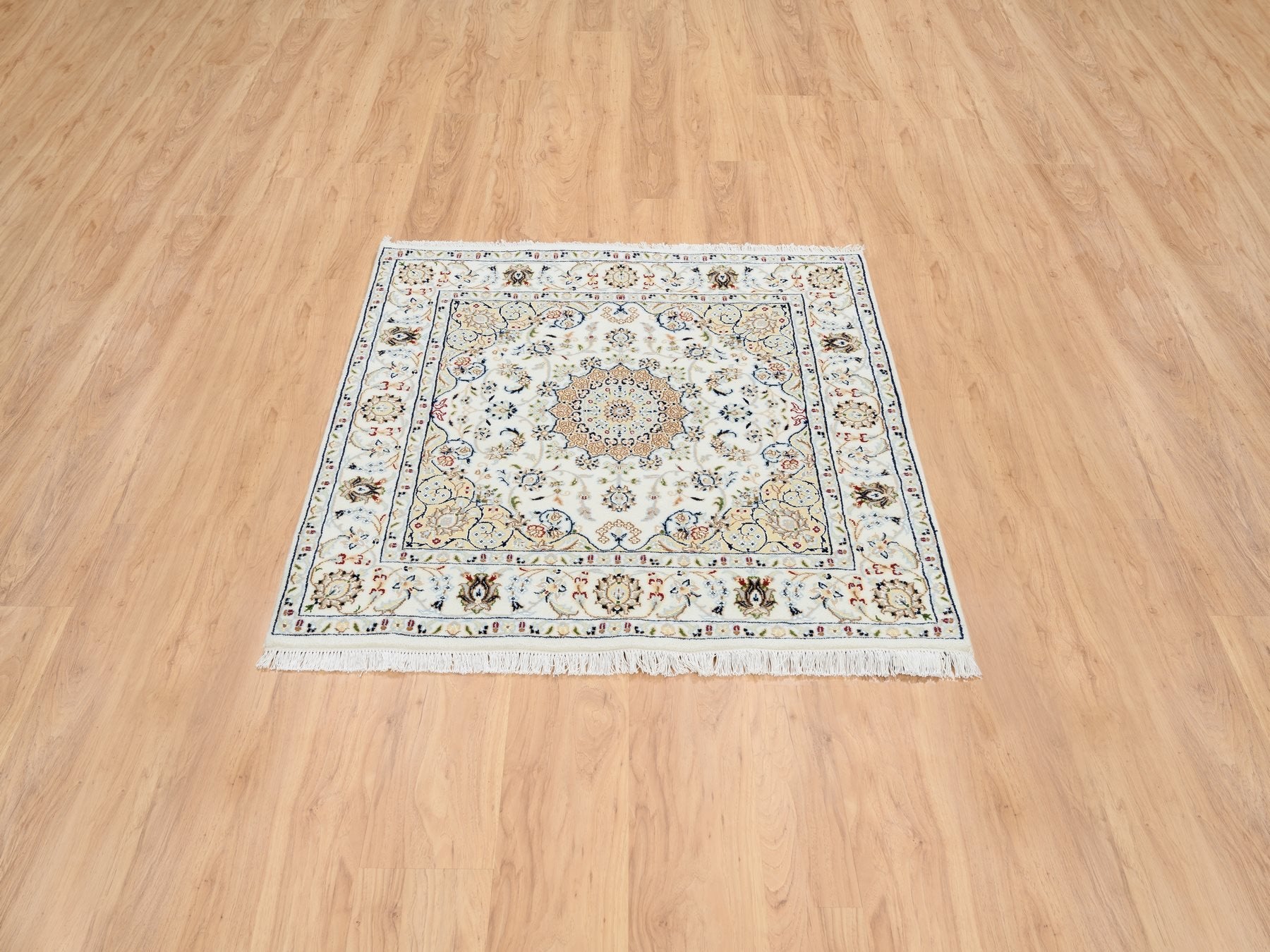 Nain Fine Oriental hand-knotted wool rug in Ivory, 4' x 4' — SKU O064750 (view 2)