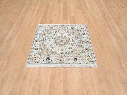 Nain Fine Oriental hand-knotted wool rug in Ivory, 4' x 4' — SKU O064750 (view 2)